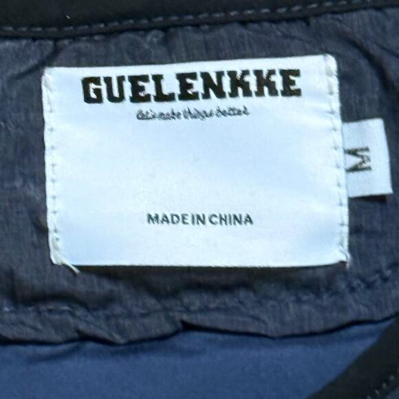 Guelenkke Puffer Bomber Jacket Mens Navy 3 Eyed Smiley Face Patch Streetwear M - Picture 5 of 7